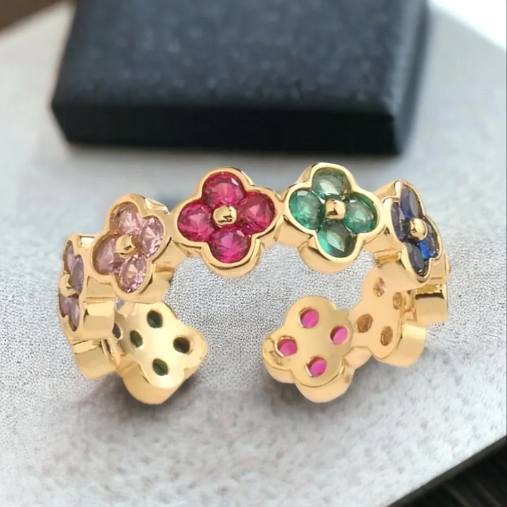 Cutest Clover Multi Color Crystal Ring